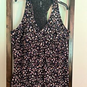 Torrid Black Floral Swim Tank Top